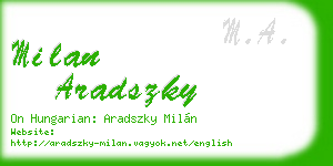 milan aradszky business card