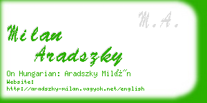 milan aradszky business card